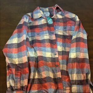 LL Bean Men’s SMALL Chamois Regular Fit Plaid Flannel-100% COTTON